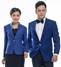 藍(lán)色一?？勰锌盥殬I(yè)工作服定做